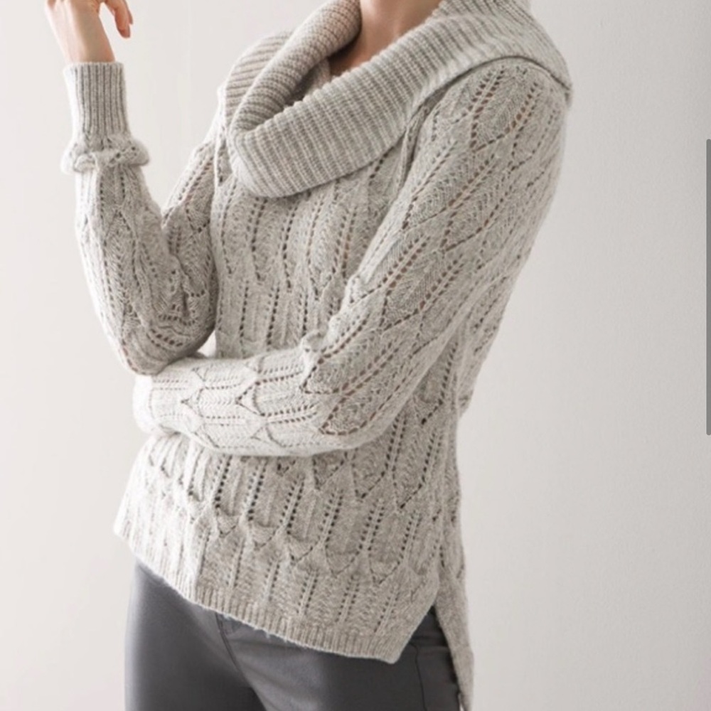 White House Black Market Cowl Neck Shimmer Biscotti Lunar Sweater